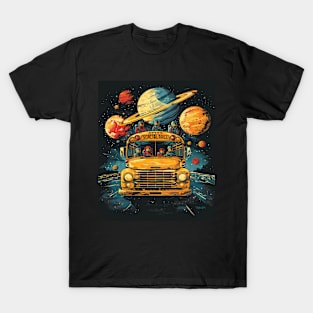 Galactic School Run: Vintage Space Bus Adventure Tee T-Shirt